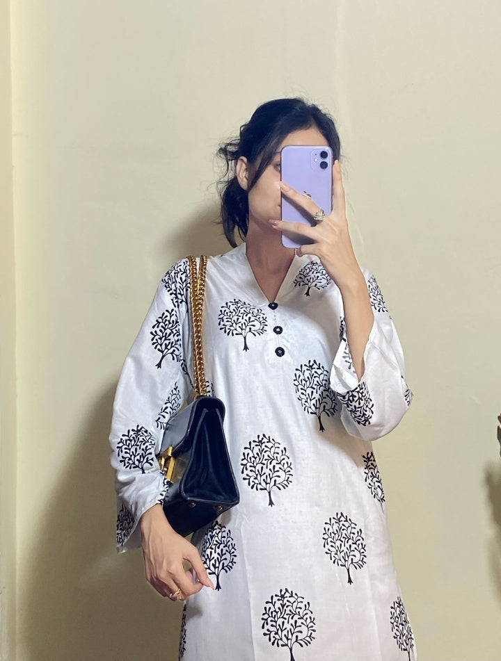 tree printed 2pcs suit