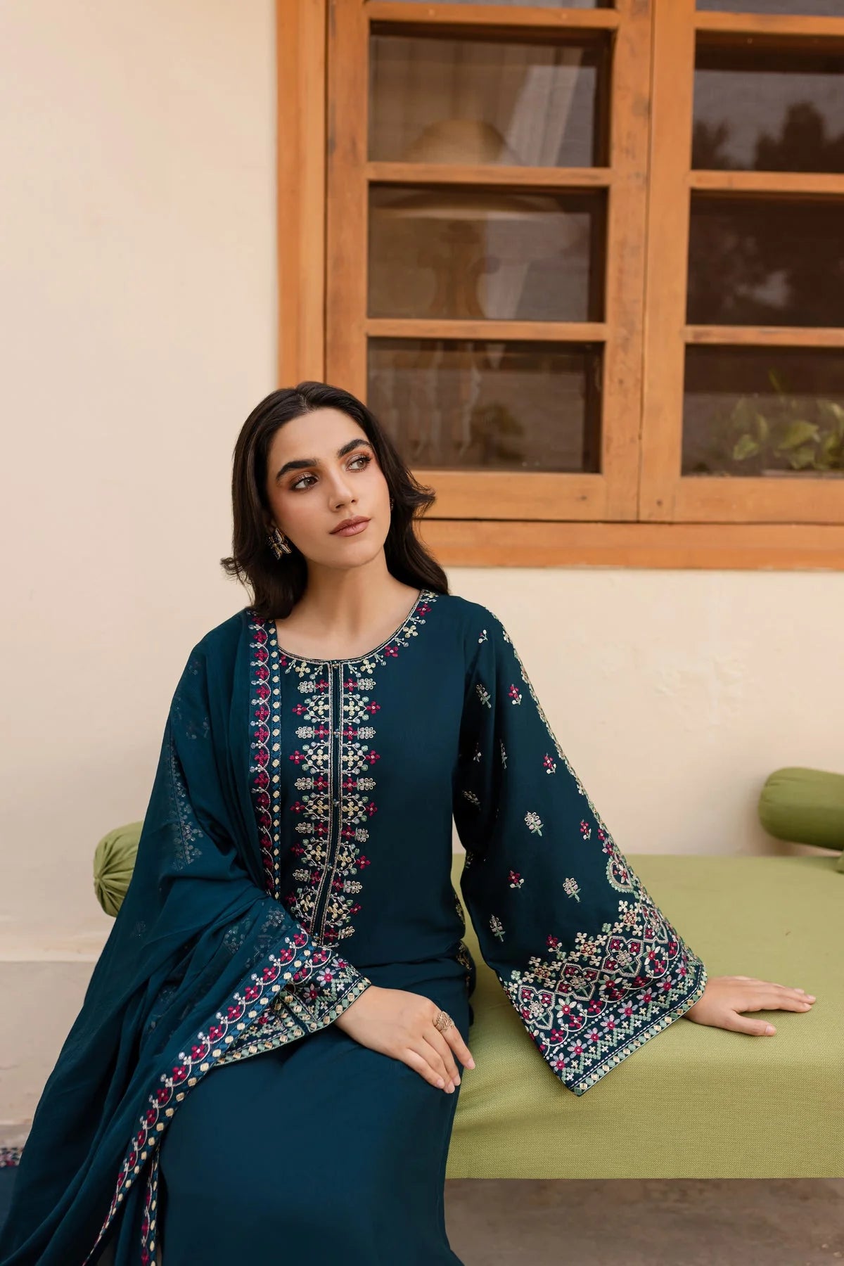 NIHAN EMBROIDERED 3-PIECE Stitched Dress.