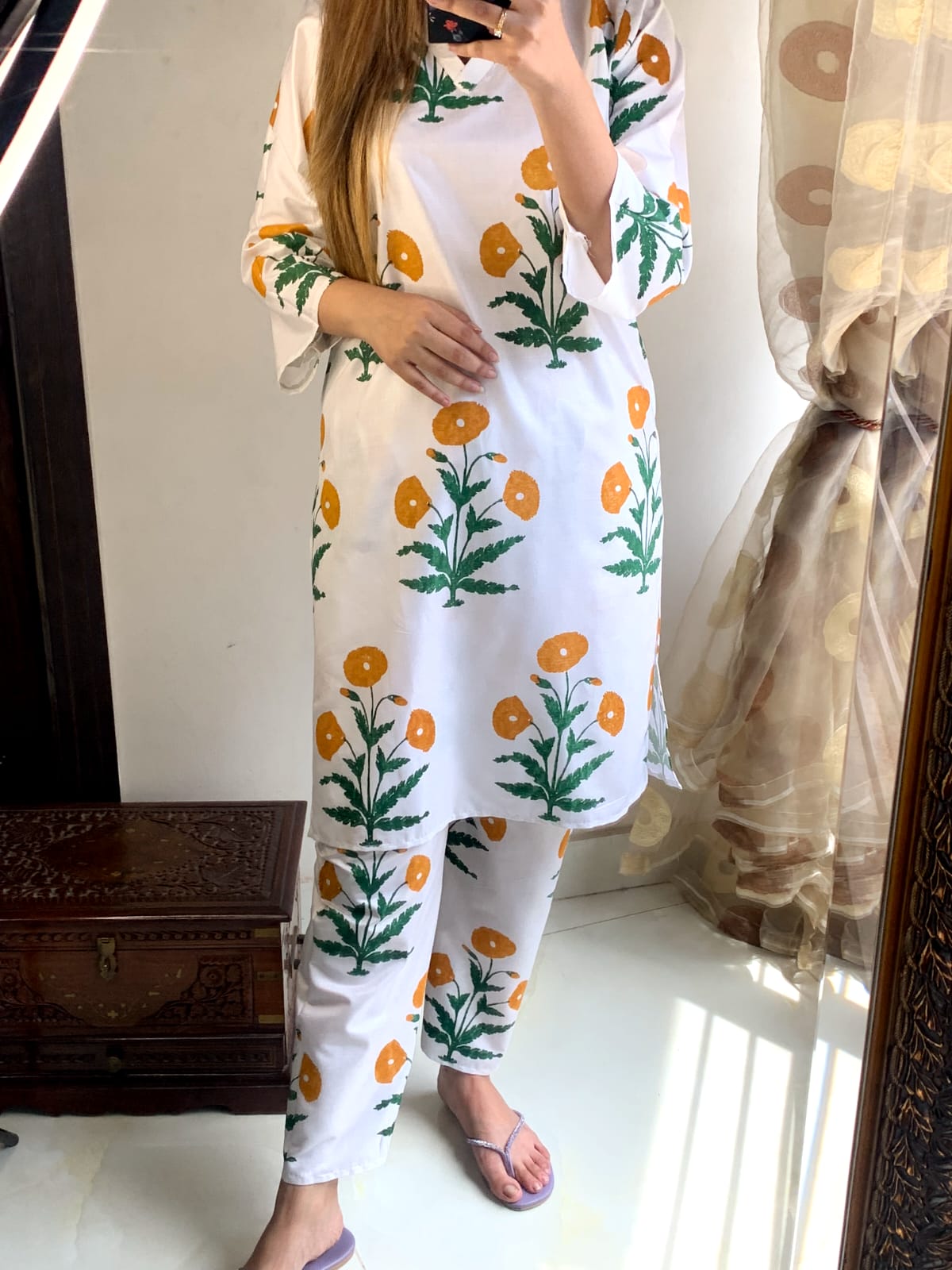 Yellow Poppy Blockprinted Co-ord Set