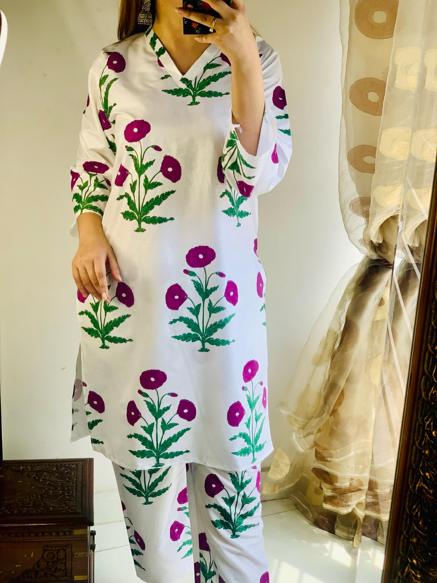 Purple Poppy Blockprinted Co-ord Set