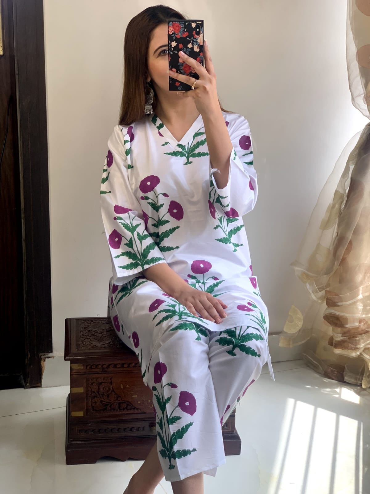 Purple Poppy Blockprinted Co-ord Set