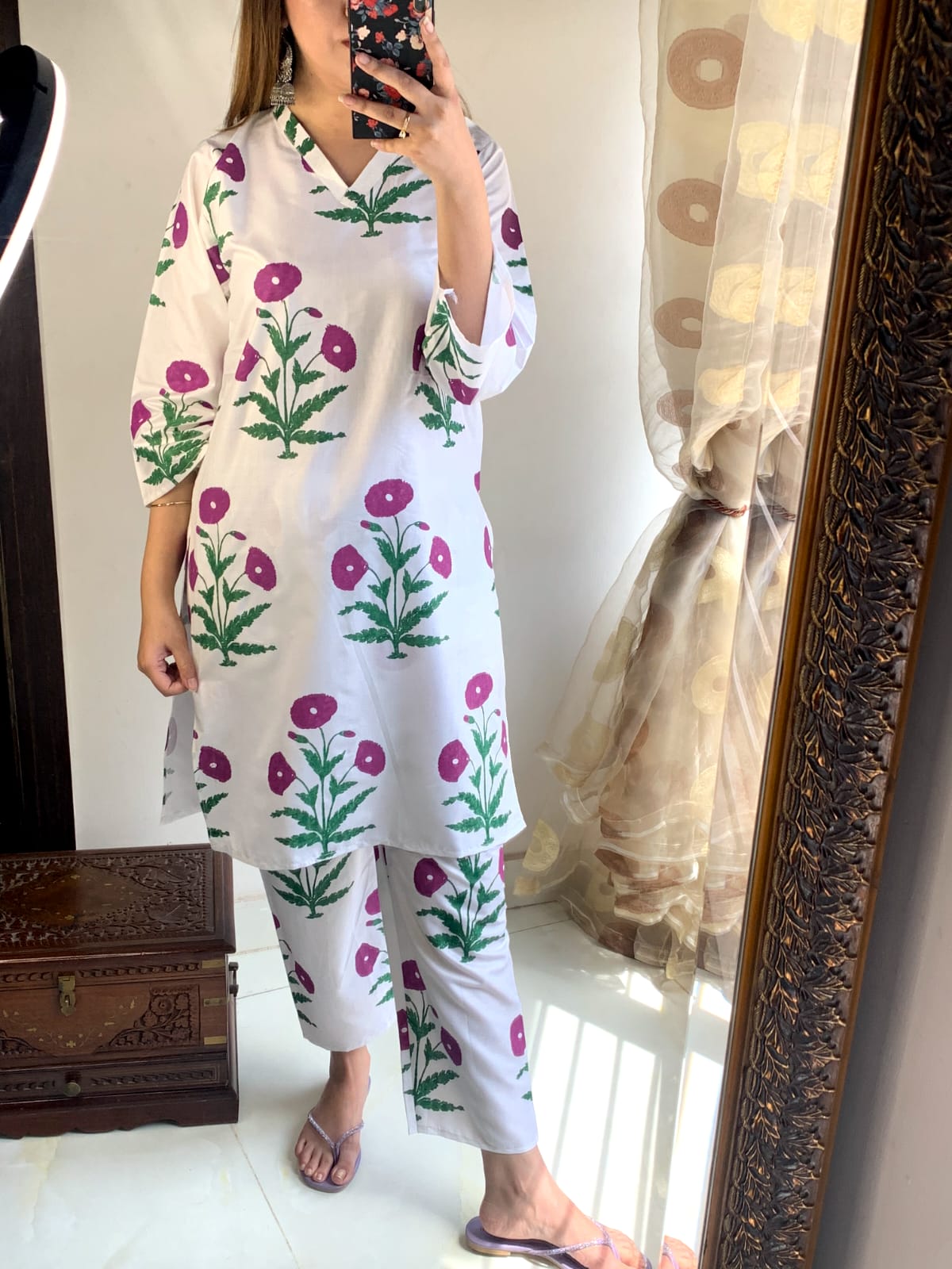 Purple Poppy Blockprinted Co-ord Set