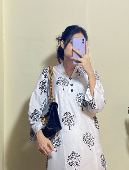 tree printed 2pcs suit