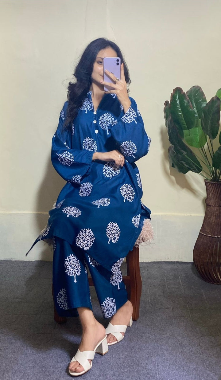 tree printed 2pcs suit