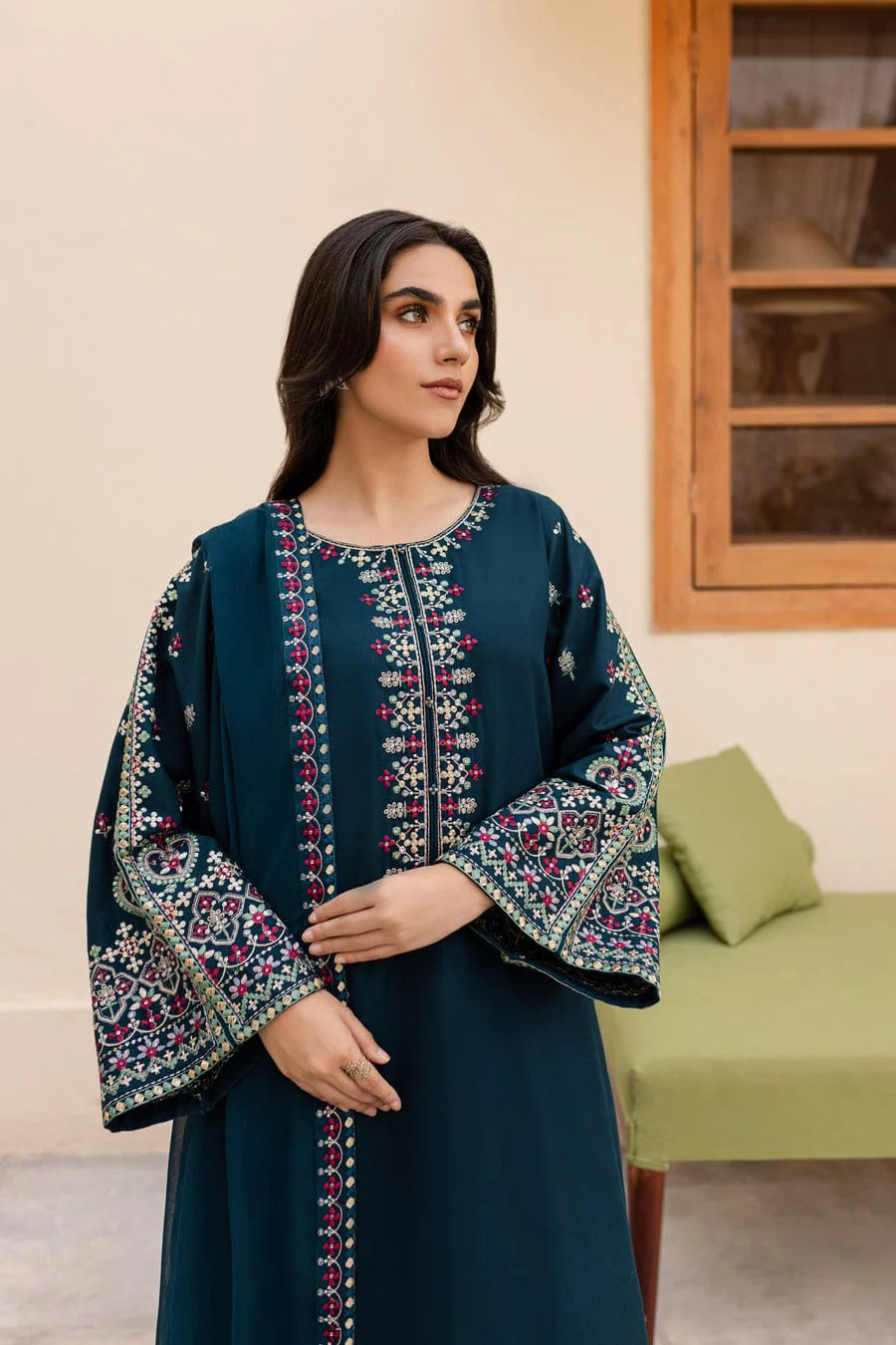 NIHAN EMBROIDERED 3-PIECE Stitched Dress.