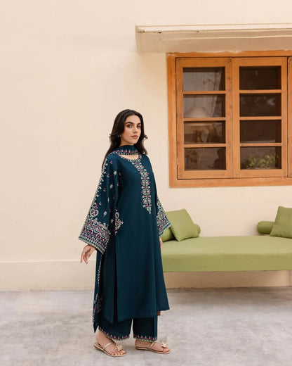 NIHAN EMBROIDERED 3-PIECE Stitched Dress.